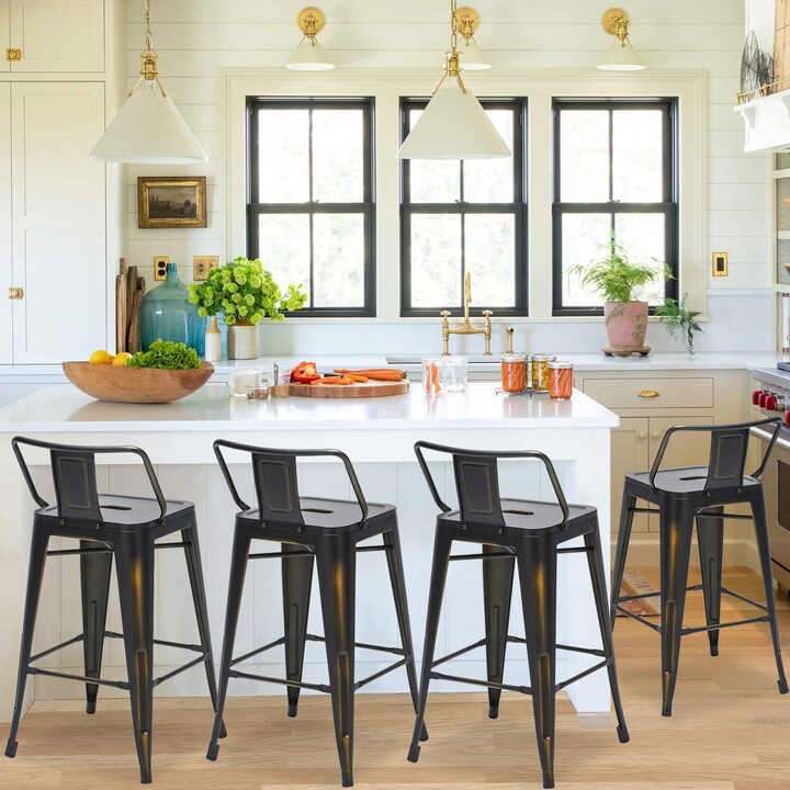 Andeworld Metal Counter Low Back Bar Stool with Rubber Foot ShopStyle