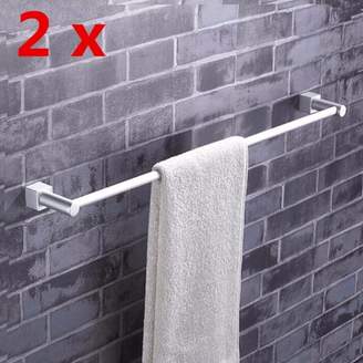 Generic 22inch Aluminum Bathroom Double Towel Rail Rack Holder 2 Bar Hanger Wall Mount Shelf