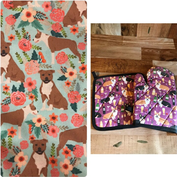 Pit Bull Insulated/Quilted Pot Holder & Oven Mitt Set/Individual, Made To Order