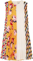 Thumbnail for your product : MSGM Paneled Pleated Printed Crepe Mini Dress