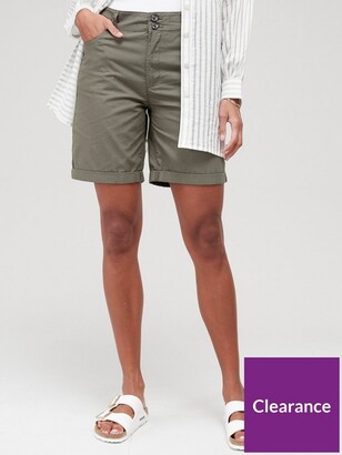 Very Longer Length Poplin Shorts - Khaki