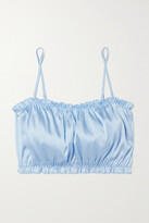 Thumbnail for your product : I.D. Sarrieri + Net Sustain Lombard Street Ruffled Silk-blend Satin Soft-cup Bra - Blue