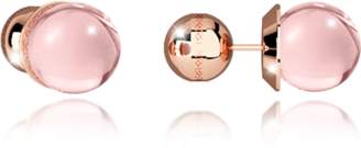 Rebecca Boulevard Stone Rose Gold Over Bronze Stud Earrings w/Pink Hydrothermal Stone