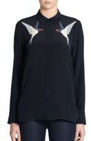 Thumbnail for your product : Stella McCartney Embroidered Silk Swallow Blouse