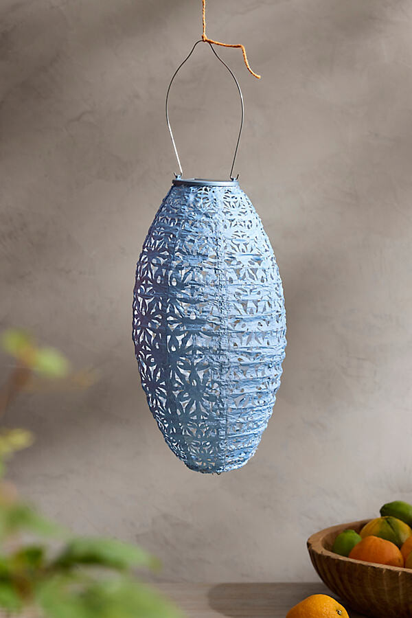 Blue Oblong Solar Lantern at Terrain