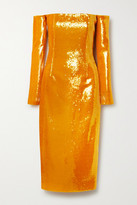 Thumbnail for your product : LAPOINTE - Off-the-shoulder Sequined Stretch-knit Midi Dress - Orange