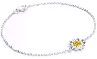 Jewellery Box Sterling Silver & Gold Dipped Daisy Flower Bracelet 7 Inches
