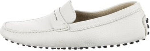 Tod's Leather Loafers White Square-Toes Includes Box & Dust Bag Unfortunately due to restrictions this item may not be eligible for shipping in all areas.