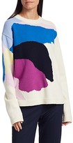 Thumbnail for your product : St. John Abstract Floral Intarsia Knit Wool & Cashmere Sweater