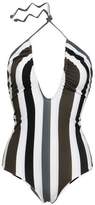 Thumbnail for your product : Mikoh Luana Ruched Striped Halterneck Swimsuit