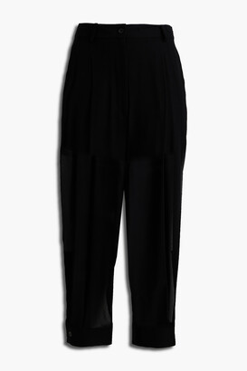 Emilio Pucci Cropped pleated silk-georgette tapered pants