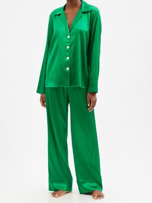 BERNADETTE Louis Silk-blend Satin Pyjamas - Green