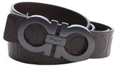 Thumbnail for your product : Ferragamo dark brown gancio embossed leather gancio buckle belt