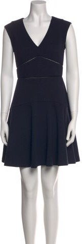 Rebecca Taylor V-Neck Mini Dress Rebecca Taylor A-Line Dress Blue Eyelet & Ruffle Accents Sleeveless with V-Neck Concealed Zip Closure at Back Designer