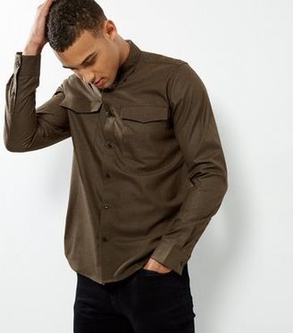New Look Khaki Double Pocket Long Sleeve Shirt