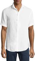Armani Collezioni Solid Linen Short-Sleeve Sport Shirt