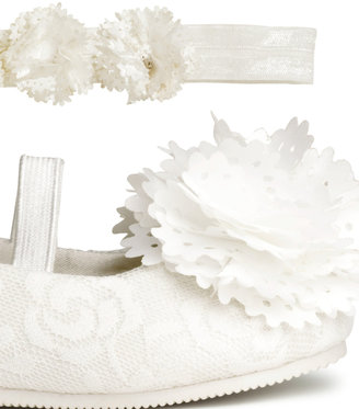 H&M Ballet Shoes and Hairband - White - Kids