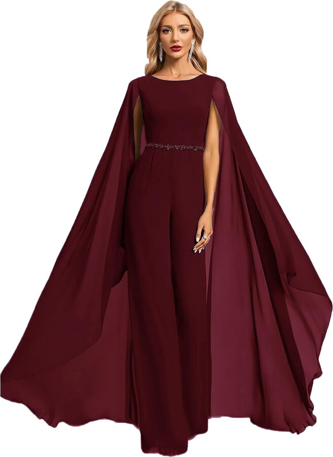 ORBITRAY Women's Formal Jumpsuit Scoop Floor Length Chiffon