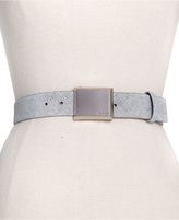 Thumbnail for your product : Calvin Klein Brushed Nickel Logo Plaque Belt