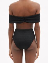 Thumbnail for your product : Self-Portrait Off-the-shoulder Ruched Bikini Top - Black
