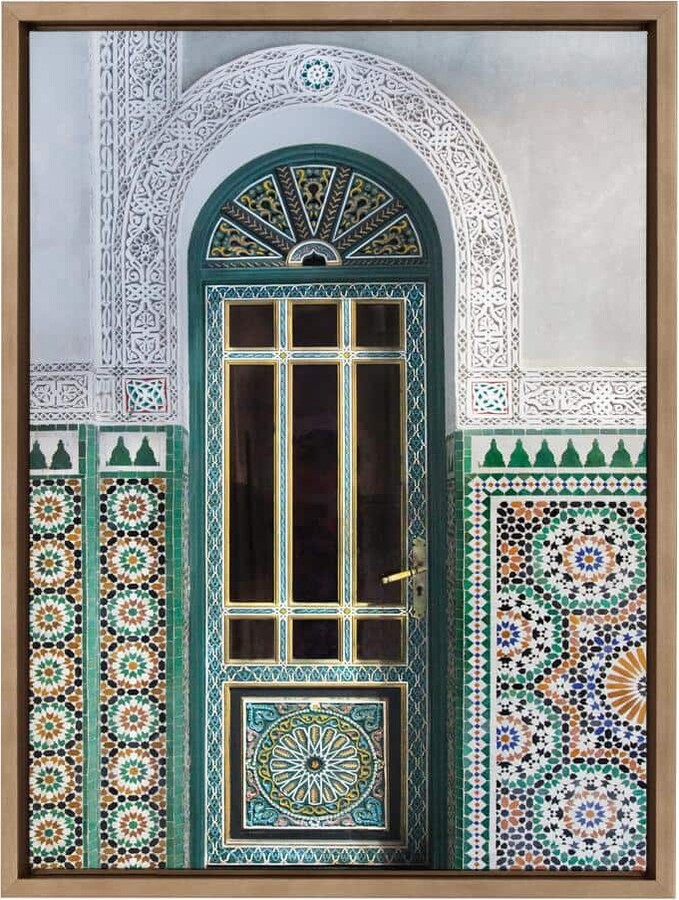 Sylvie Morocco Essaouira Door by Golie Framed Canvas Culture Art Print 24 in. x 18 in.
