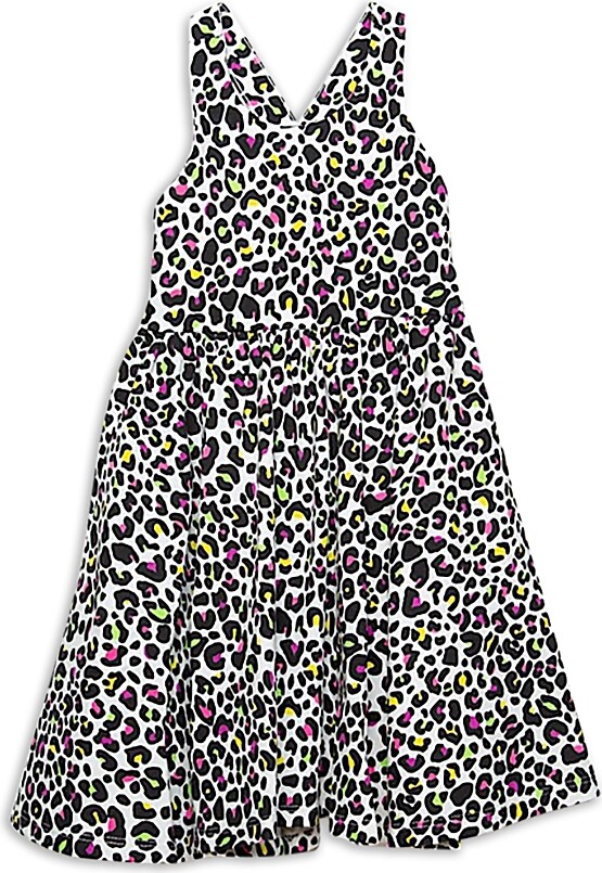 Worthy Threads Girls' Cross Back Dress in Neon Leopard - Little Kid, Big Kid