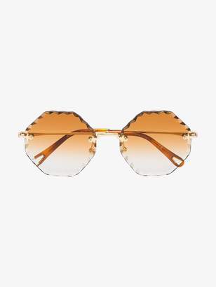 Chloé Eyewear Eyewear gold metallic rosie hexagon sunglasses