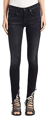 R 13 Women's Kate Dark Ankle Shredded Hem Skinny Jeans