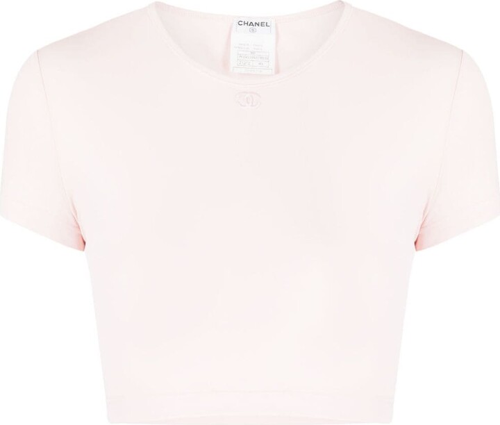 Chanel CC Black and Pink Cotton Top For Sale at 1stDibs