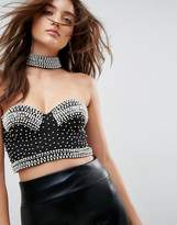 Thumbnail for your product : ASOS Choker Bralette with Pearl Beading