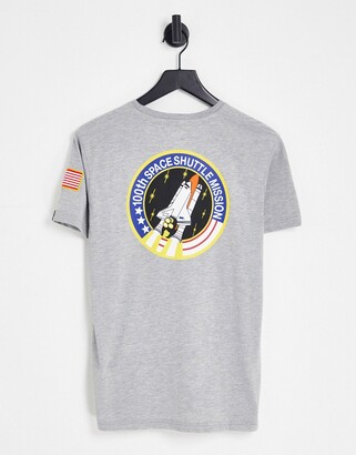 Alpha Industries NASA space shuttle back print t-shirt in grey marl -  ShopStyle