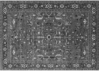 Bungalow Rose Oriental Machine Woven Chenille/Polyester Area Rug in Gray/Black