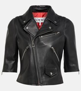 Asymmetrical leather jacket 