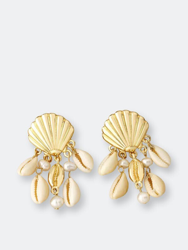 Rose Gold Plated Sterling Silver Sea Shell Stud Earrings 