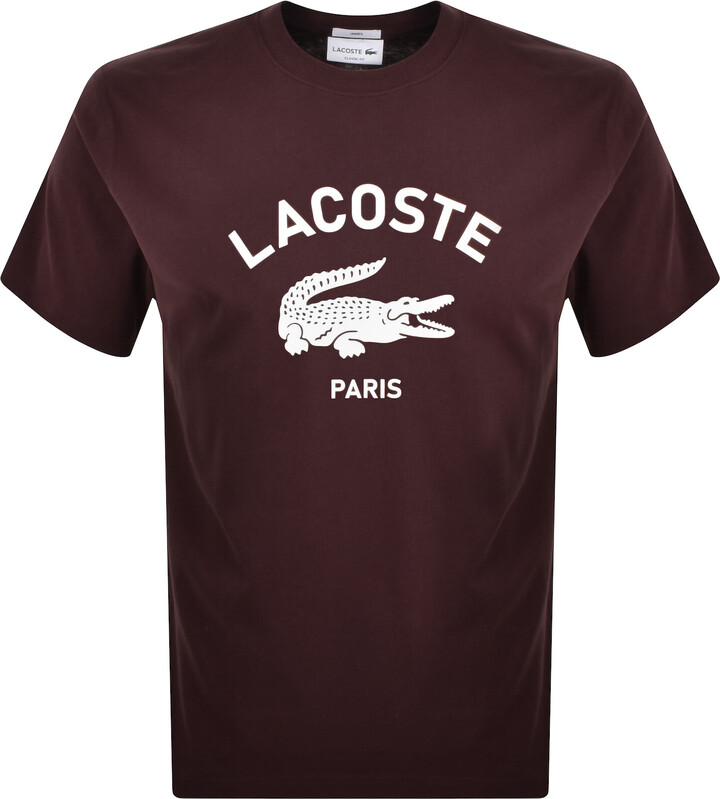 Lacoste Paris Logo T Shirt Burgundy ShopStyle