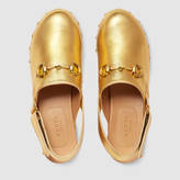 Thumbnail for your product : Gucci Amstel metallic leather clog