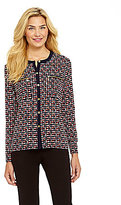 Thumbnail for your product : Jones New York Collection Chain-Link Print Zipper-Pocket Blouse