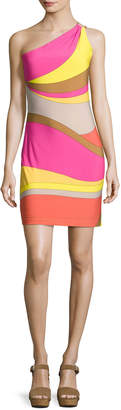 Trina Turk Faraway One-Shoulder Abstract Jersey Dress, Multicolor