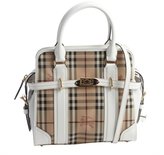 Thumbnail for your product : Burberry white and beige nova check canvas leather accent convertible top handle tote