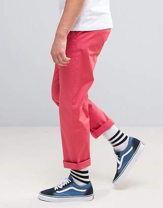 ASOS Straight Chinos In Washed Red