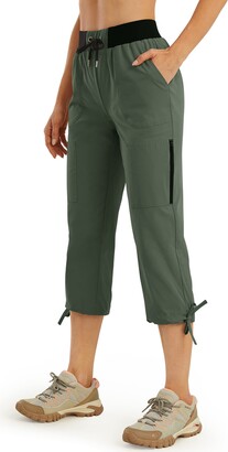 ED3SIZE Women's Hiking Cargo Pants Lightweight Capris Quick Dry Outdoor  Drawstring Camping UPF 50 Zipper Pockets (Army Green - ShopStyle