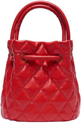 Balenciaga Small Quilted Leather B Bucket Bag in Bright Red | FWRD