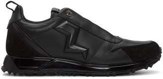 Fendi Black Leather Bolt Sneakers