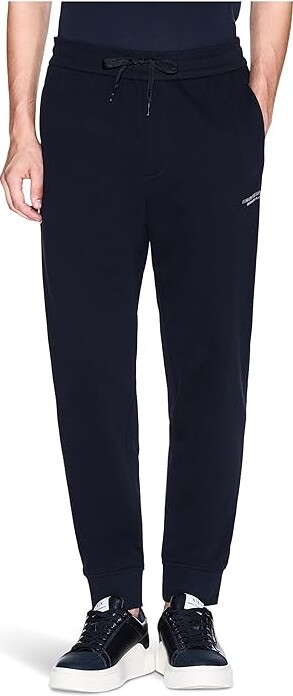 Armani Exchange Milano/New York Logo Drawstring Joggers Men's Clothing Deep Navy : LG, Cotton