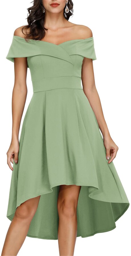 off the shoulder high low dress