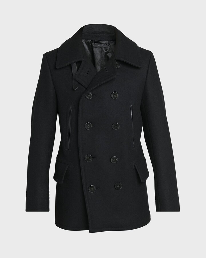 Tom Ford Men's Melton Double-Breasted Peacoat