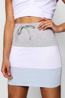 boohoo Colour Block Sweat Mini Skirt