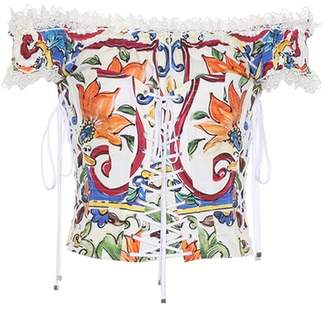 Dolce & Gabbana Printed cotton corset top