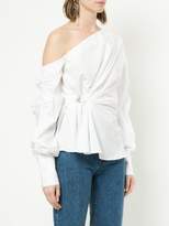 Thumbnail for your product : Jonathan Simkhai pleated off shoulder wrap shirt