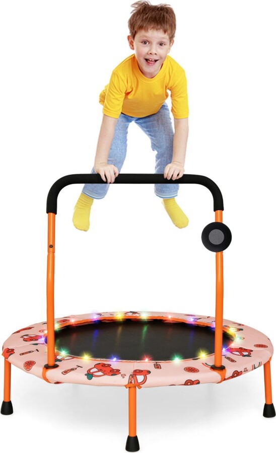 Slickblue 36 Inch Mini Trampoline with Colorful Led Lights and Bluetooth Speaker